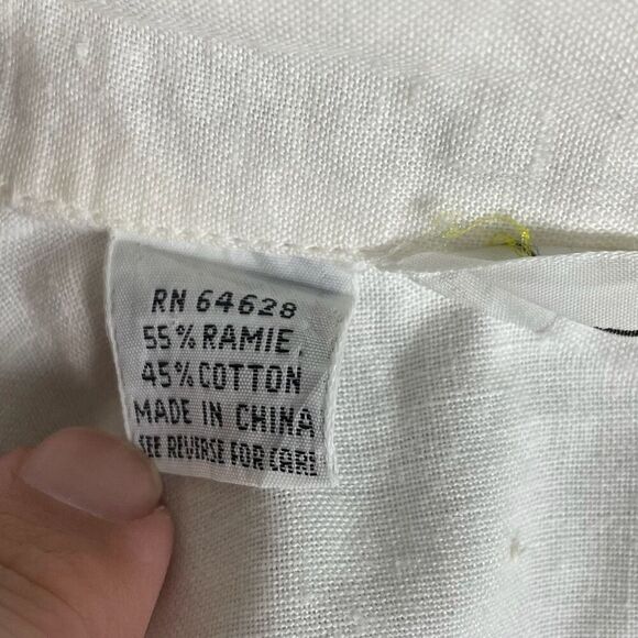 Vintage Cotton Ramie White Cropped Safari Button Down Shirt - Women’s M - Picture 6 of 6